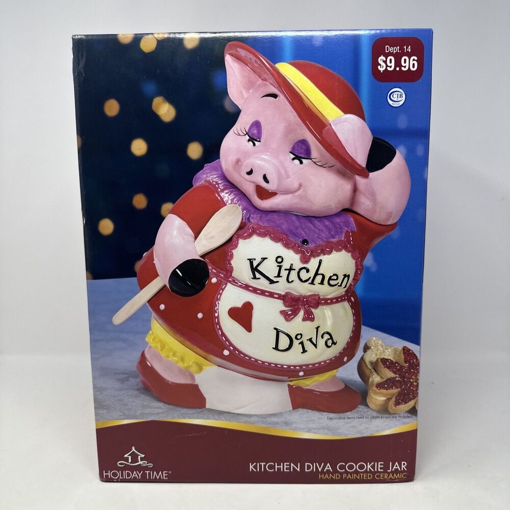 Kitchen Diva Pig Cookie Jar Mercuries  - Vintage Ceramic 13" New In Box